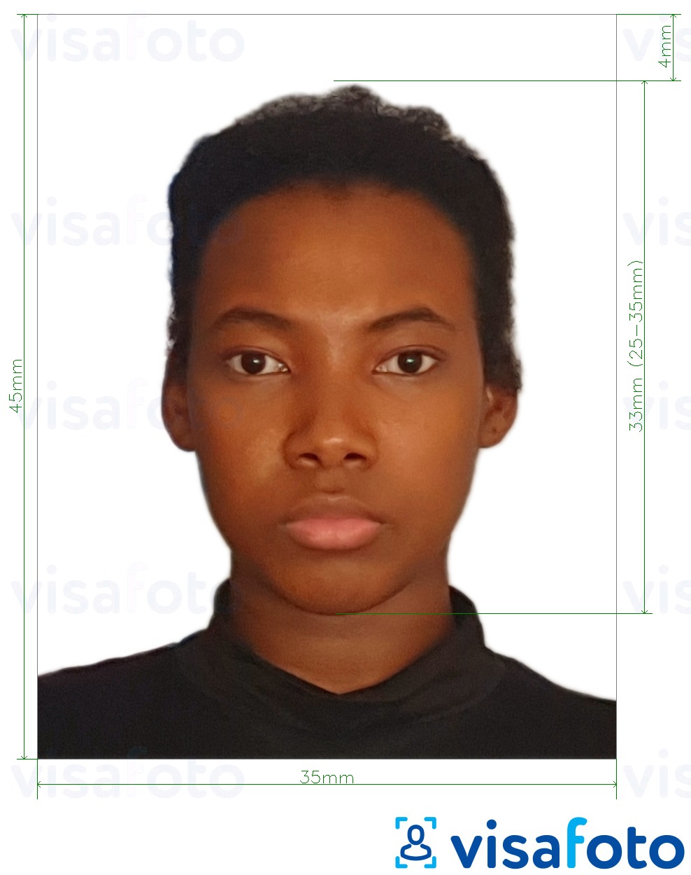דוגמא לתמונה על ג'מייקה דרכון 35x45 מ