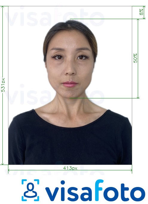 דוגמא לתמונה על דרכון קוריאה באינטרנט בעלת מידות מדויקות