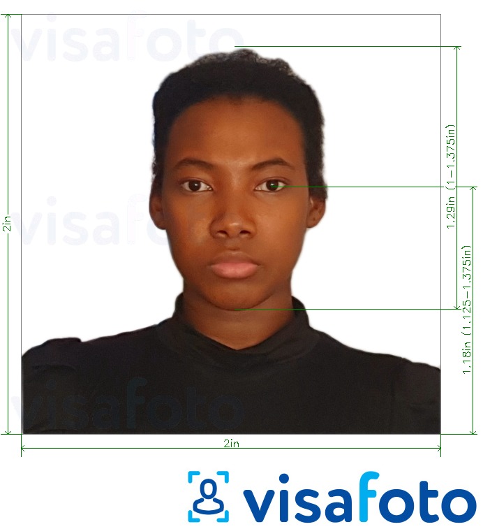 דוגמא לתמונה על לסוטו e-visa 2x2 אינץ ' בעלת מידות מדויקות
