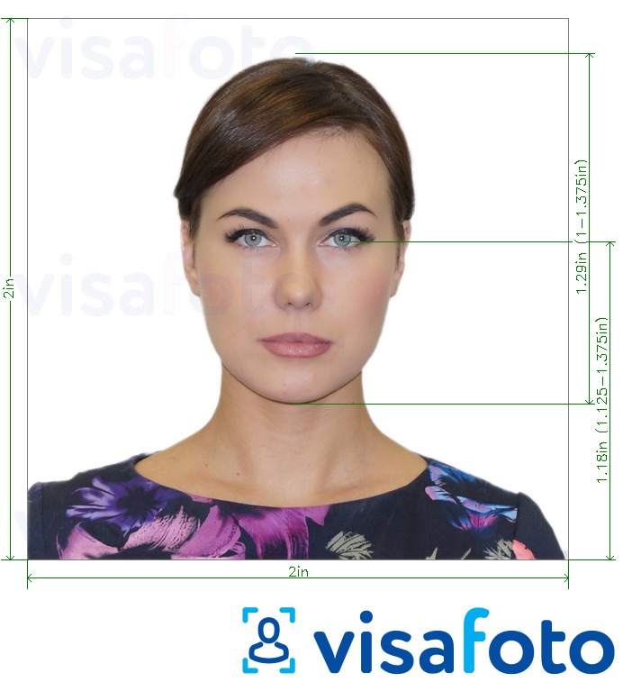 דוגמא לתמונה על ויזהayEDראש visa photo (בכל מדינה) Visa Headquarters בעלת מידות מדויקות