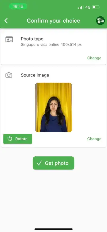 7ID App: Singapore Visa Photo Size