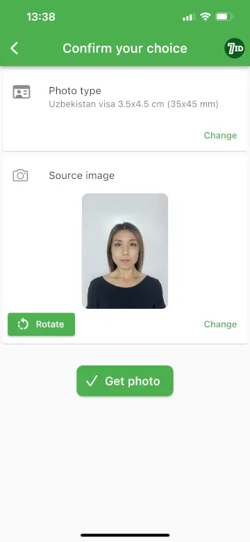 7ID App: Uzbekistan Visa Photo Size Editor