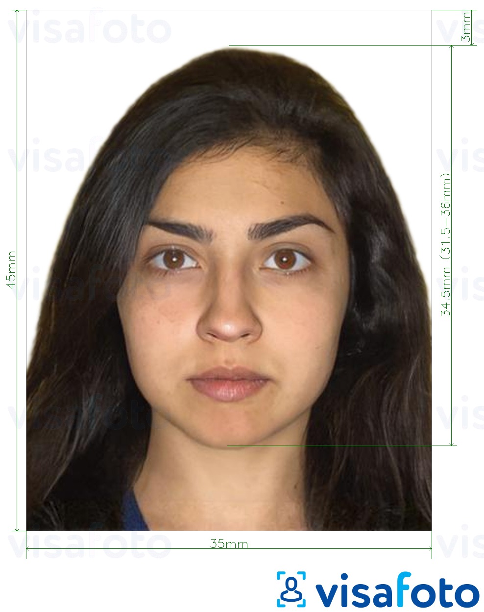 דוגמא לתמונה על דרכון בוטני 45x35 מ