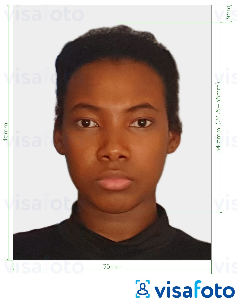 דוגמא לתמונה על קונגו (ברזוויל) דרכון 35x45 מ