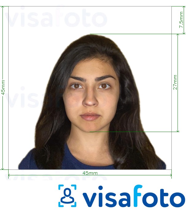 דוגמא לתמונה על דרכון צ'ילה 4.5x4.5 ס