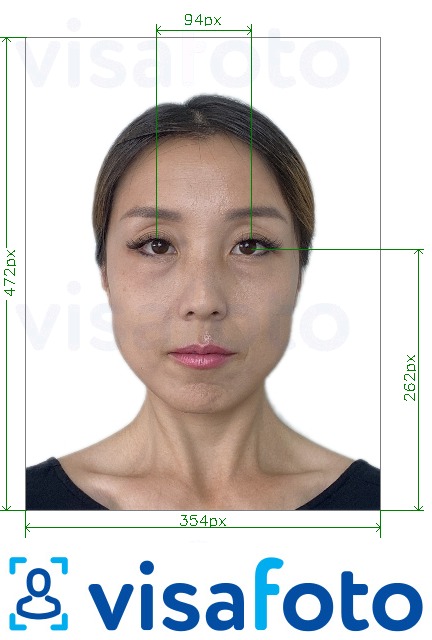 דוגמא לתמונה על פיקסלים בסין 354x472 עם עיניים בקווי רוחב בעלת מידות מדויקות