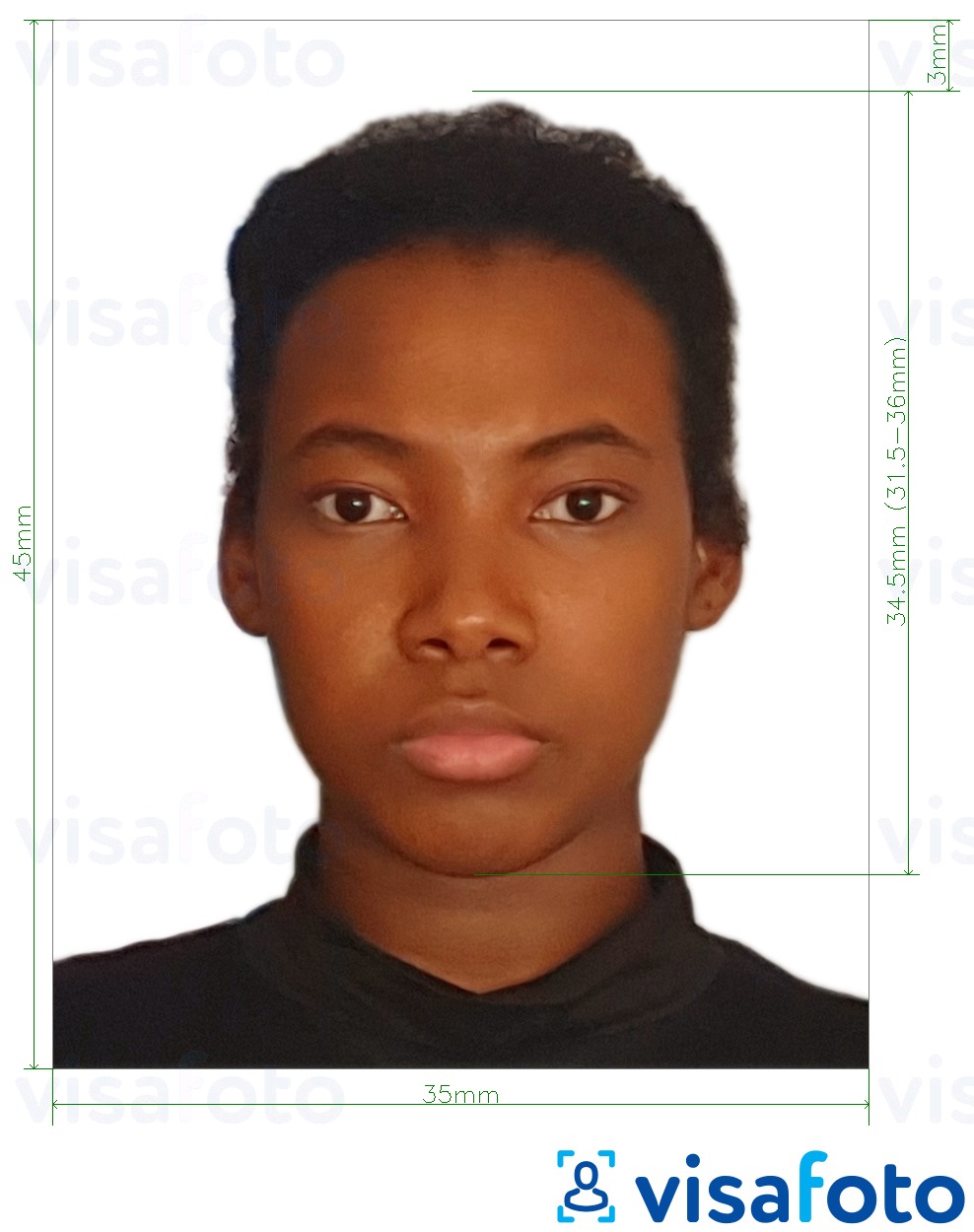 דוגמא לתמונה על גיאנה דרכון 45x35 מ
