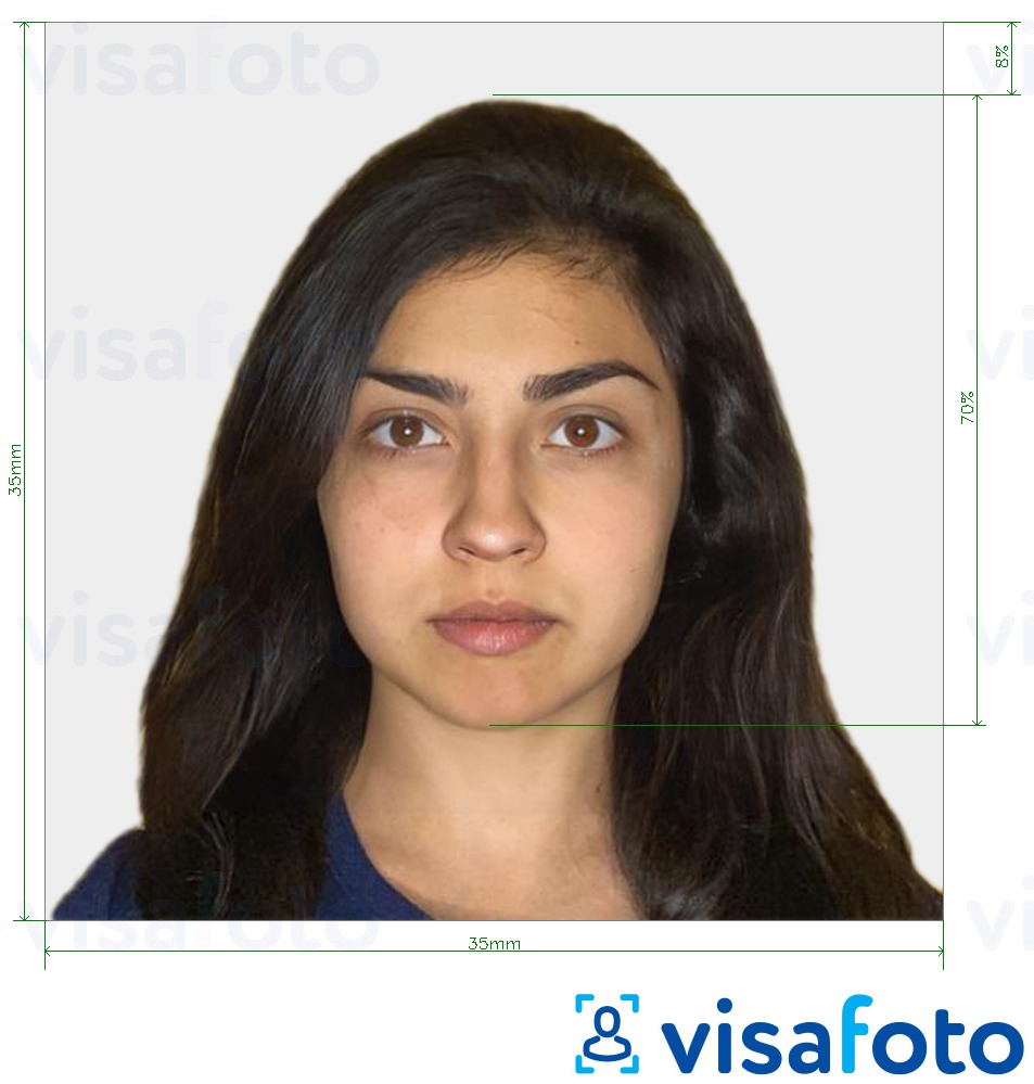 דוגמא לתמונה על הודו דרכון 35x35 מ