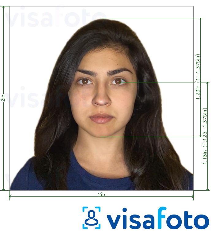דוגמא לתמונה על הודו OCI דרכון (2x2 אינץ ', 51x51mm) בעלת מידות מדויקות
