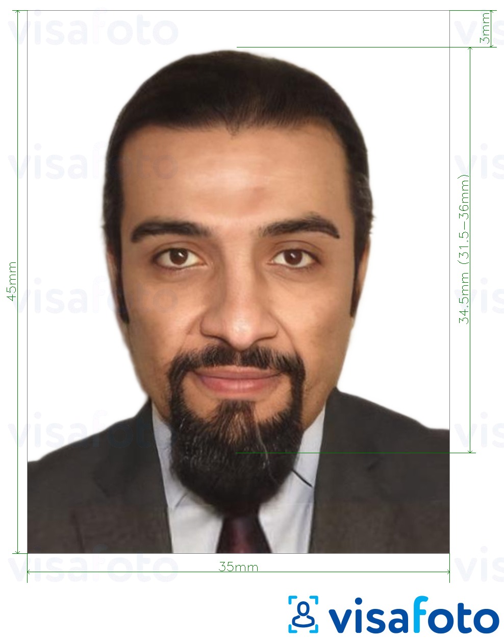 דוגמא לתמונה על דרכון עיראק 35x45 מ