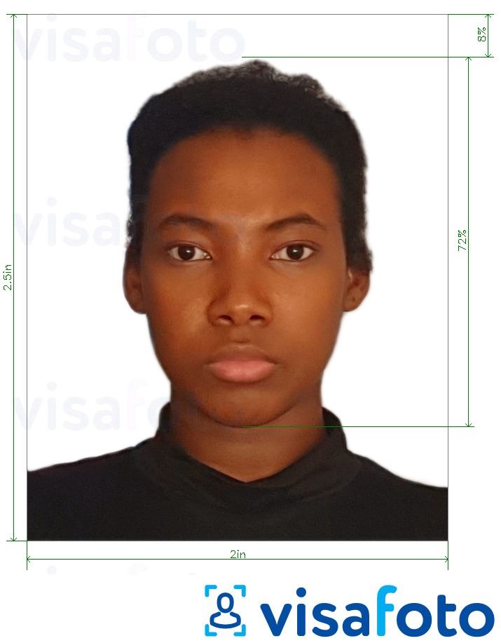 דוגמא לתמונה על דרכון אלקטרוני בקניה 2x2.5 אינץ ' בעלת מידות מדויקות