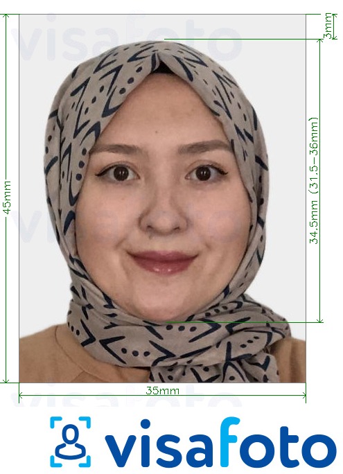 דוגמא לתמונה על קזחסטן דרכון 35x45 מ