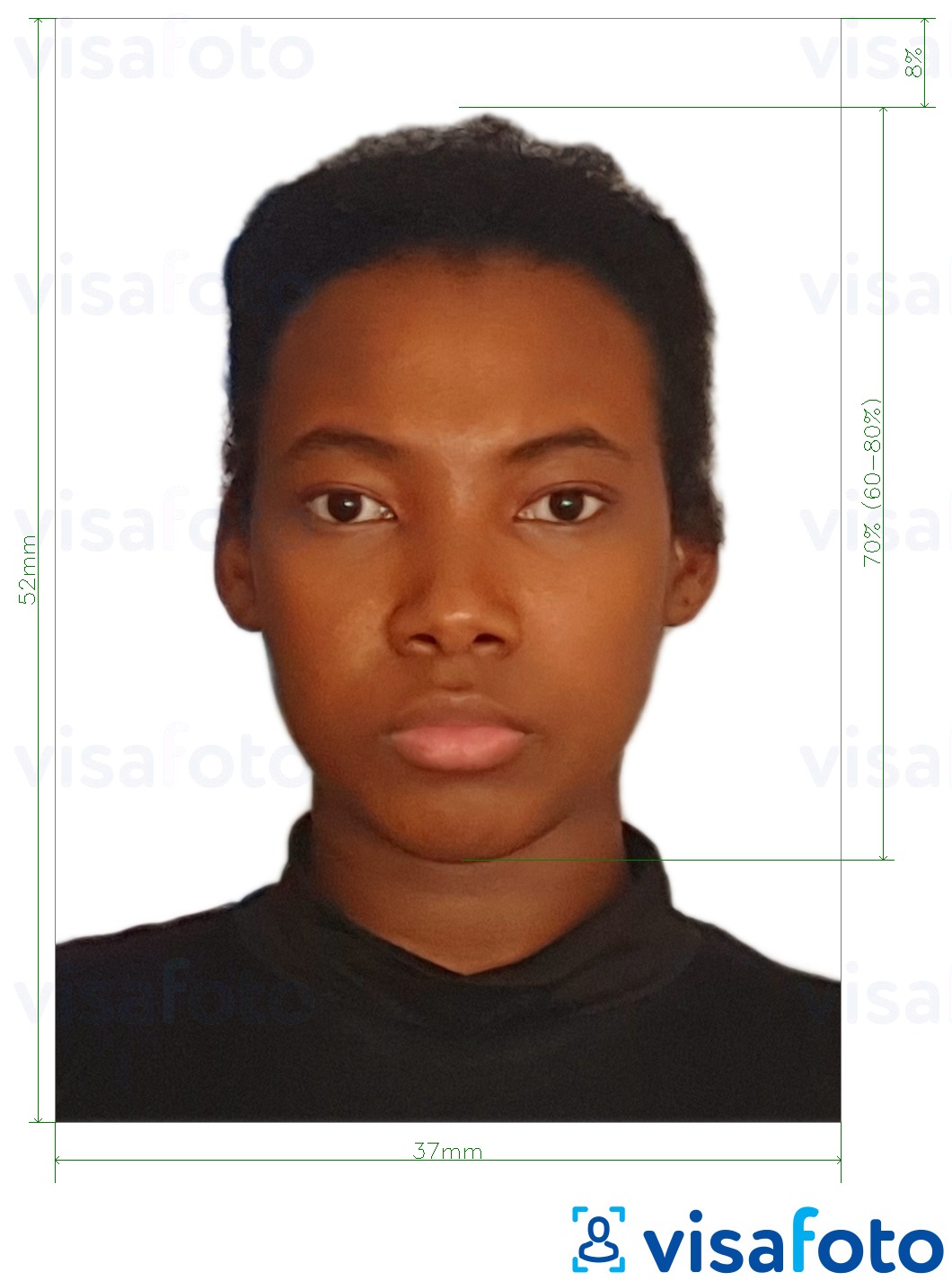 דוגמא לתמונה על דרכון נמיביה 37x52 מ