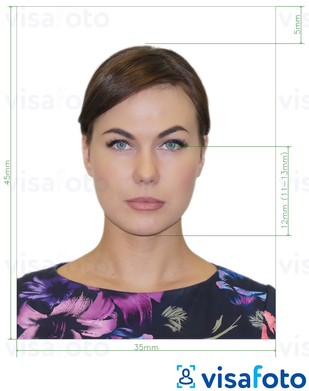 דוגמא לתמונה על רוסיה דרכון (העיניים לתחתית הסנטר 12 מ