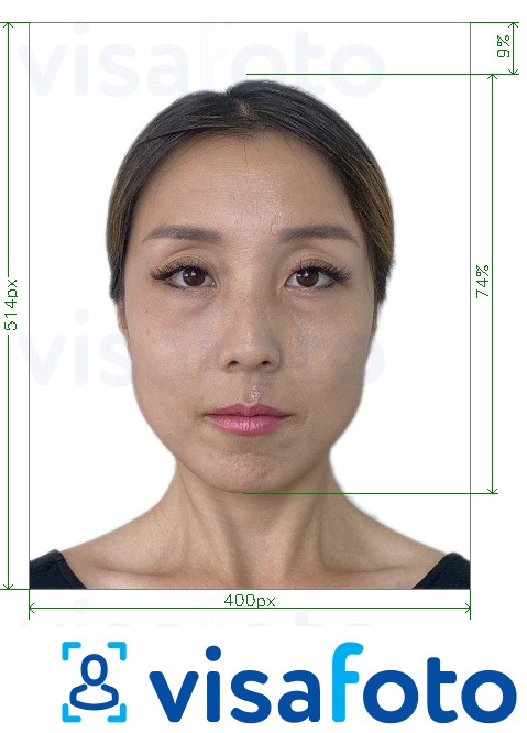 דוגמא לתמונה על סינגפור דרכון באינטרנט 400x514 px בעלת מידות מדויקות