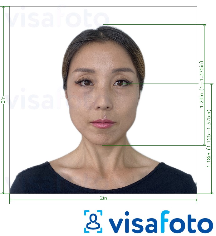 דוגמא לתמונה על טייוואן דרכון 2x2 אינץ '(חלות מארצות הברית) בעלת מידות מדויקות