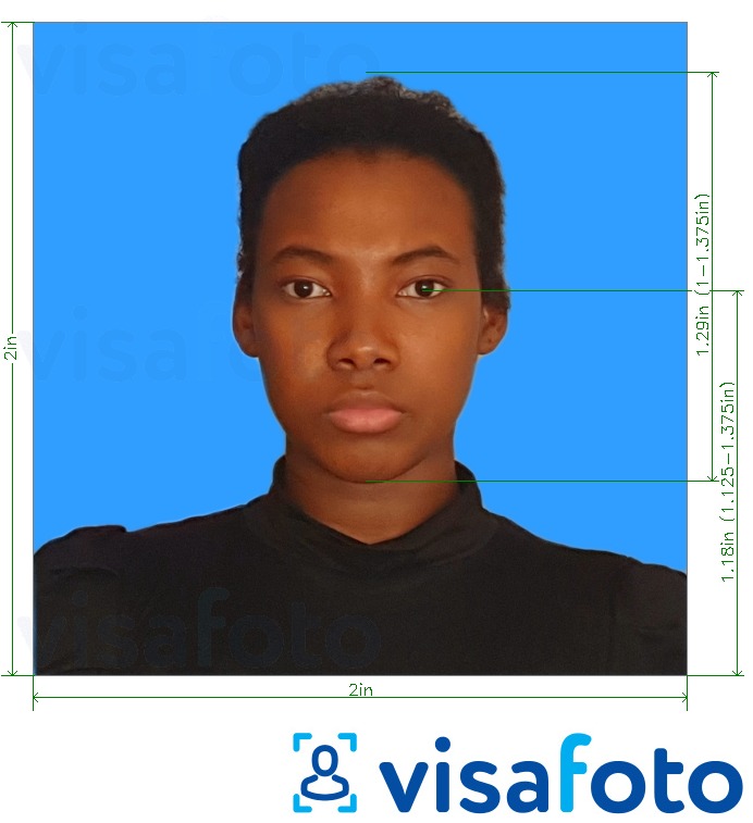 דוגמא לתמונה על בנק אזניה של טנזניה 2x2 אינץ 'רקע כחול בעלת מידות מדויקות